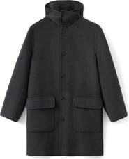 MANGO Handmade Hooded Wool Blend Melton Overcoat