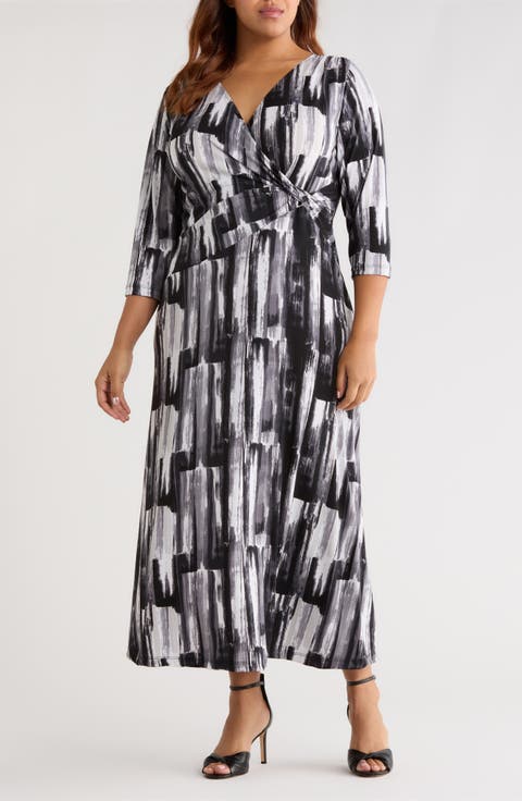Wrap Front Knit Maxi Dress (Plus)
