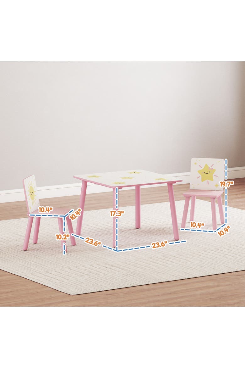 3-Piece Kids Table & Chairs Set, Bedroom/Nursery/Playroom, Alternate, color, Pink