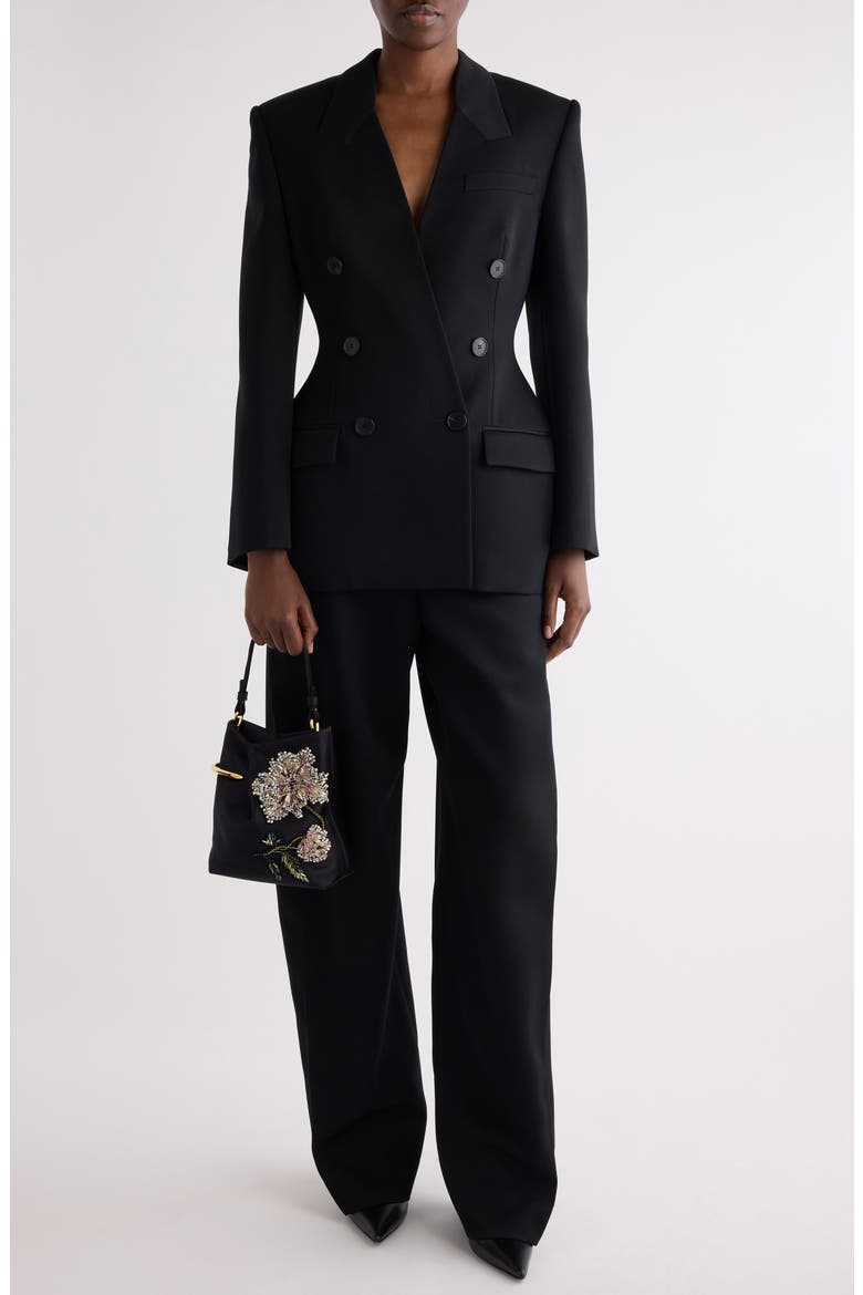 Double Breasted Wool Tuxedo Jacket, Alternate, color, BLACK