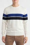 Solomon & Sage Men's Colorblock Stripe Crew Neck Knit Sweater