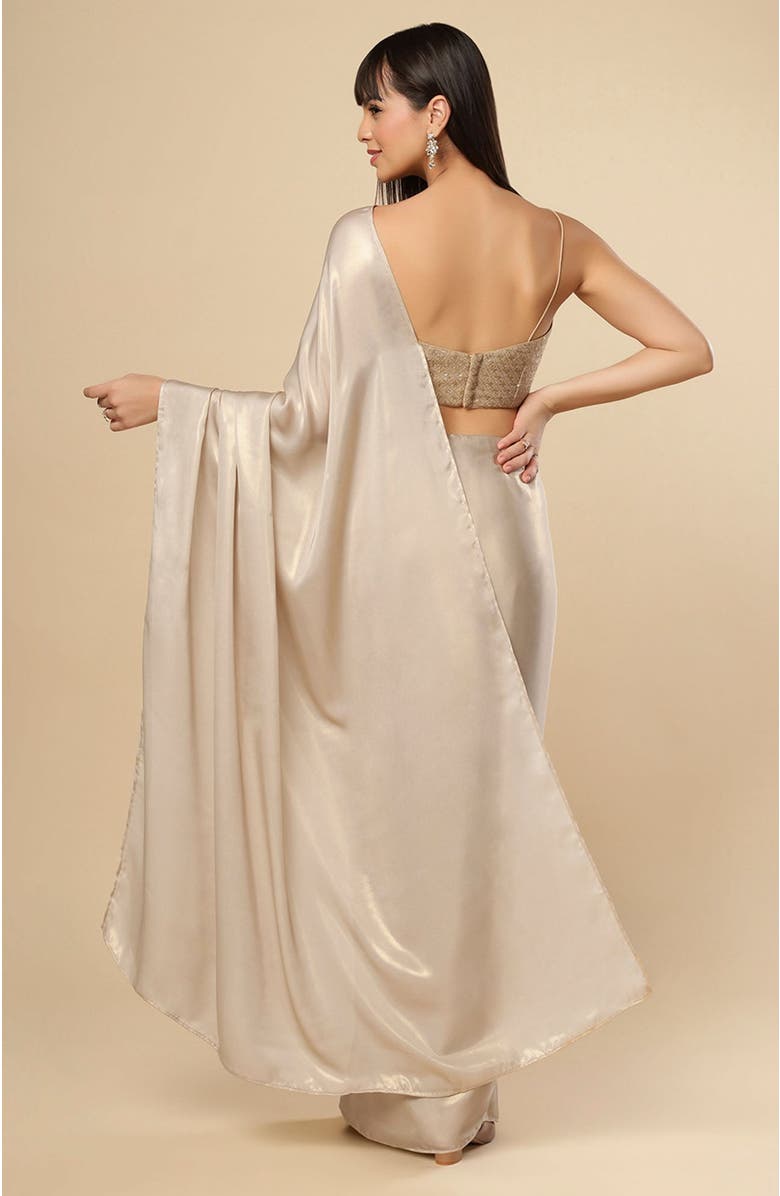 One Minute Saree<sup>®</sup> Deva Champagne Gold Shimmer Crepe Ready To Wear Saree, Alternate, color, 