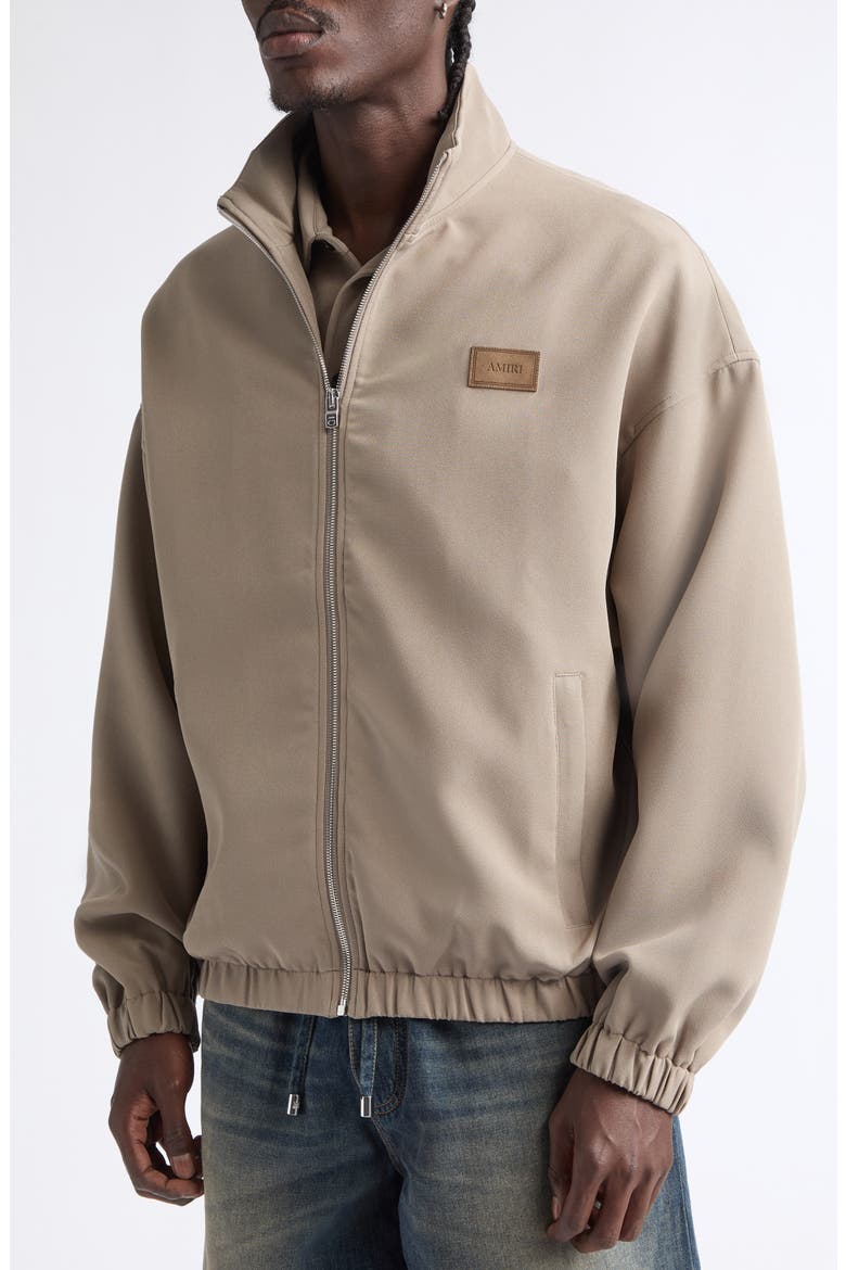 Logo Patch Stretch Cady Track Jacket, Alternate, color, DARK SAND