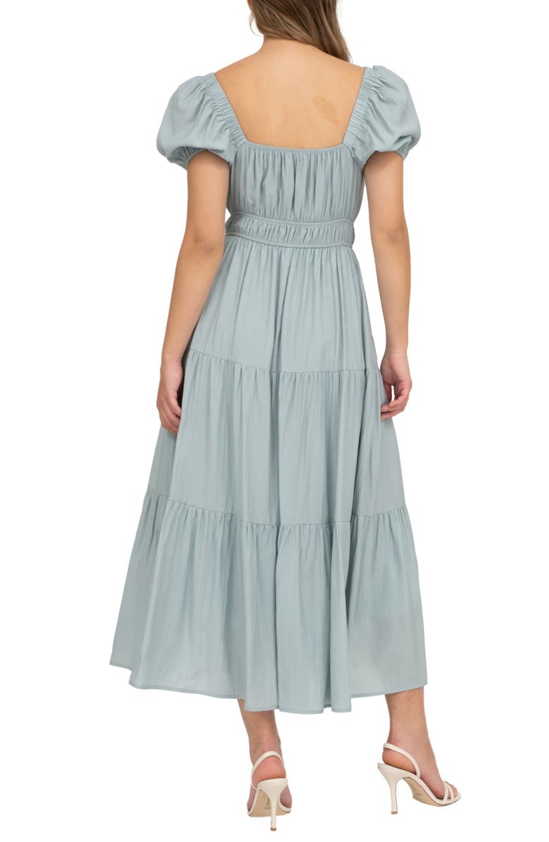 AUGUST SKY Puff Sleeve Tiered Maxi Dress, Alternate, color, Dusty Mint