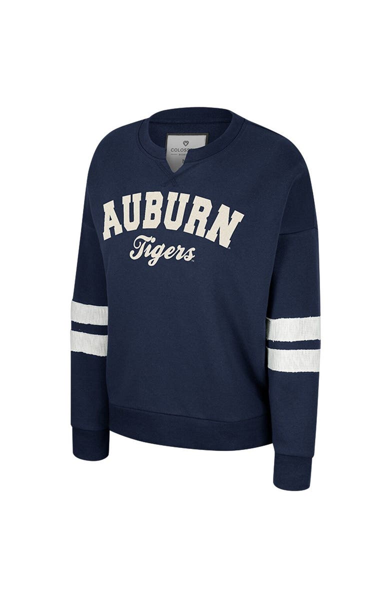 COLOSSEUM Women's Colosseum Navy Auburn Tigers Perfect Date Notch Neck Pullover Sweatshirt, Alternate, color, Navy