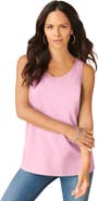 Roaman's Plus Size Cotton Scoopneck Tank Top