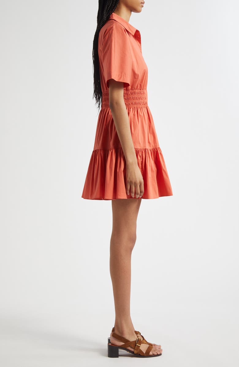Veronica Beard Greta Smocked Waist Shirtdress, Alternate, color, Orange