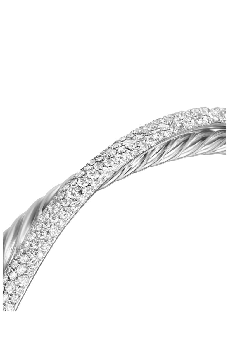 Crossover Two-Row Cuff Bracelet in Sterling Silver with Diamonds, 11mm, Alternate, color, STERLING SILVER - L