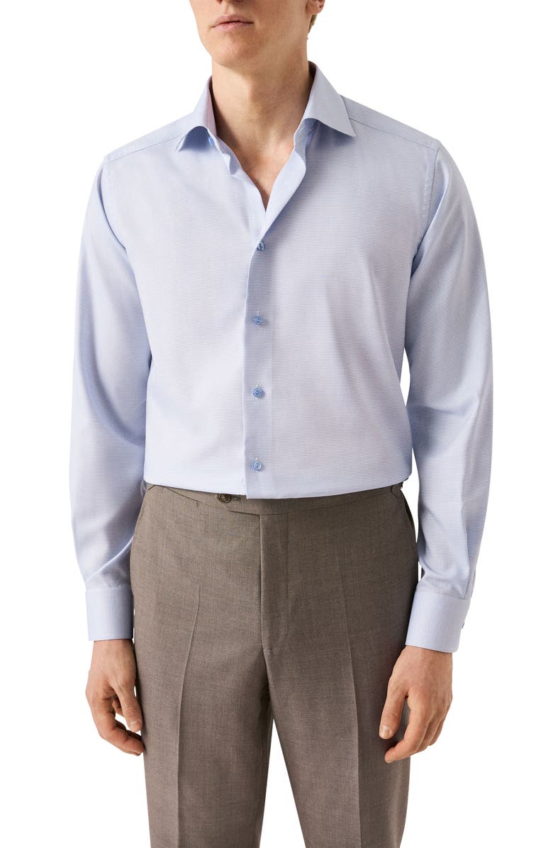 Eton Contemporary Fit Microcheck Cotton Dress Shirt, Main, color, Medium Pink