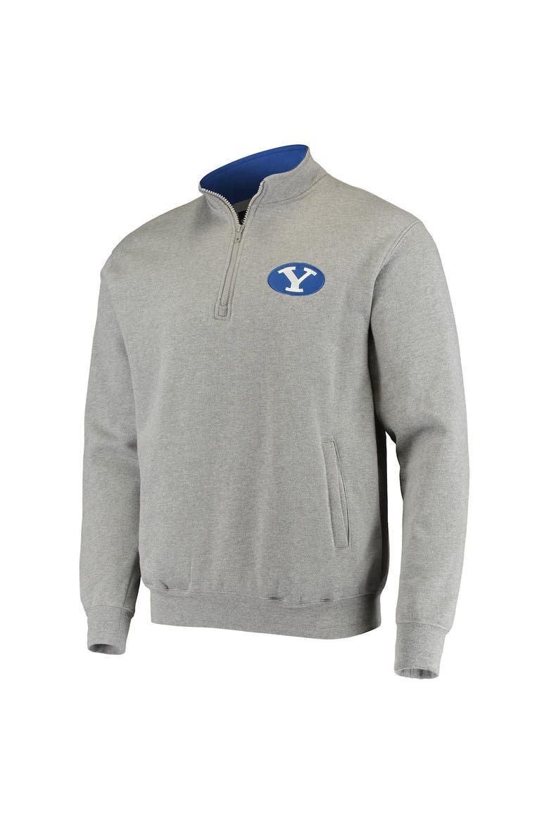 Men's Colosseum Heathered Gray BYU Cougars Tortugas Logo Quarter-Zip Jacket, Alternate, color, Heather Gray