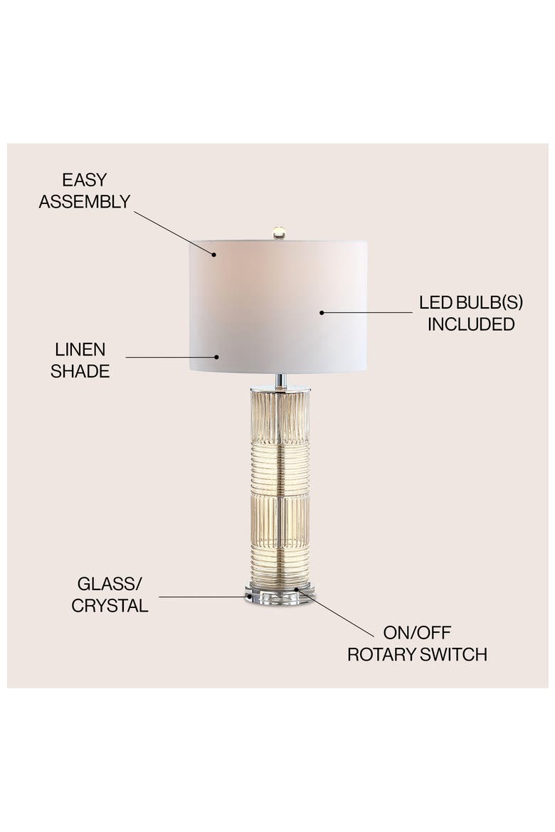 Genevieve 30" Glass/Crystal LED Table Lamp, Champagne, Alternate, color, Champagne