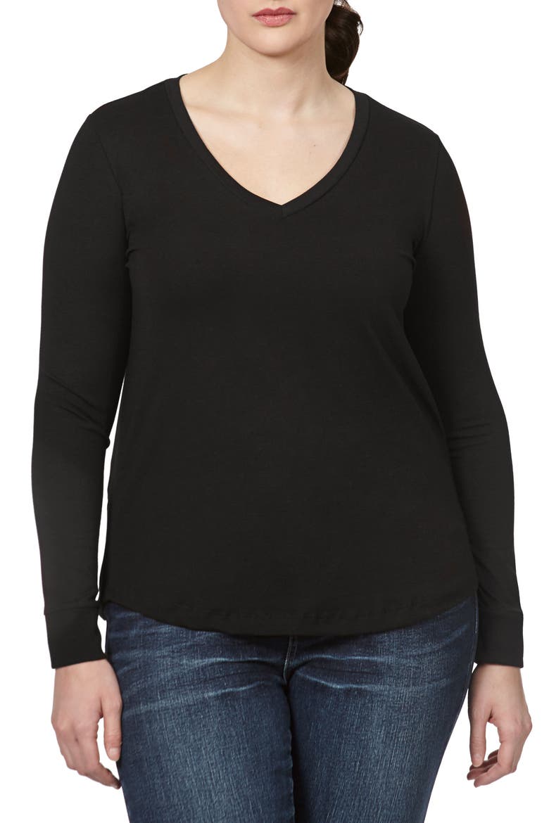 Long Sleeve V-Rex Tee, Main, color, BLACK