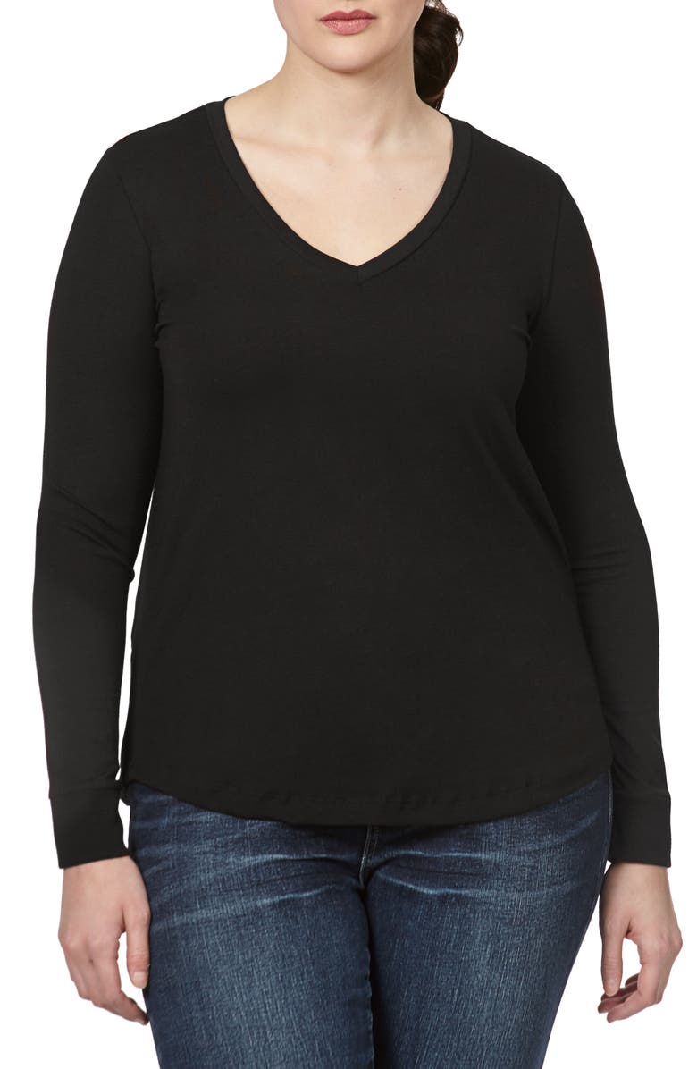 Universal Standard Long Sleeve V-Rex Tee, Main, color, 