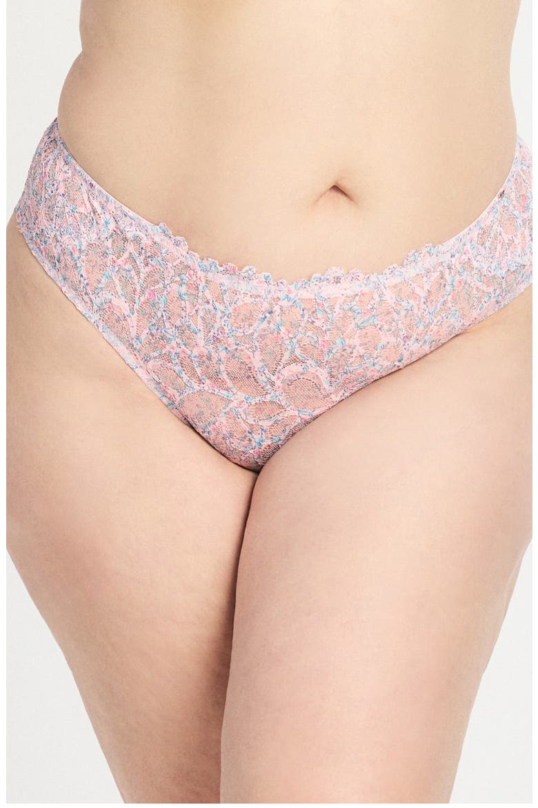 Savage Not Sorry Printed Lace Cheeky Panties, Alternate, color, PINK CHERRY BLOSSOM POP