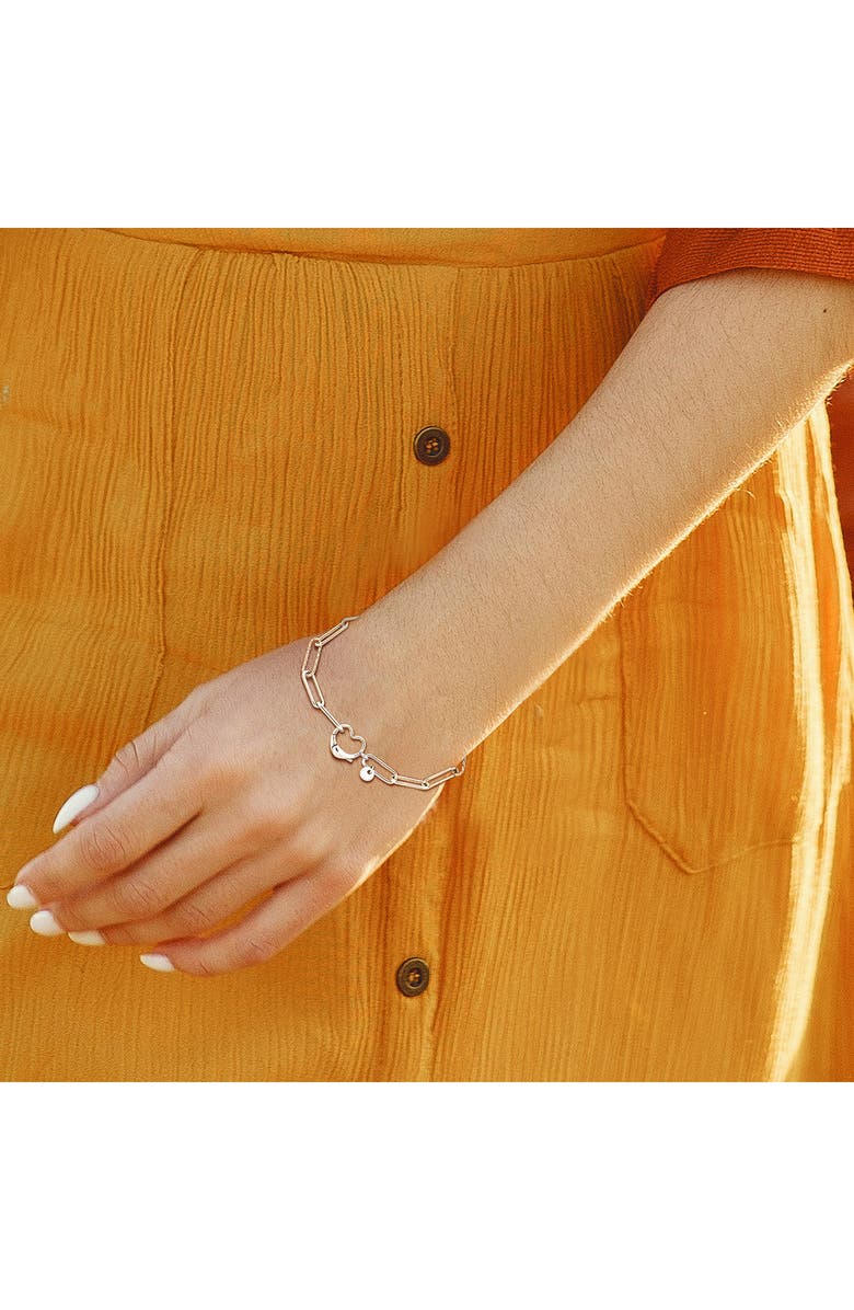 DELMAR Heart Paperclip Link Bracelet, Alternate, color, Silver