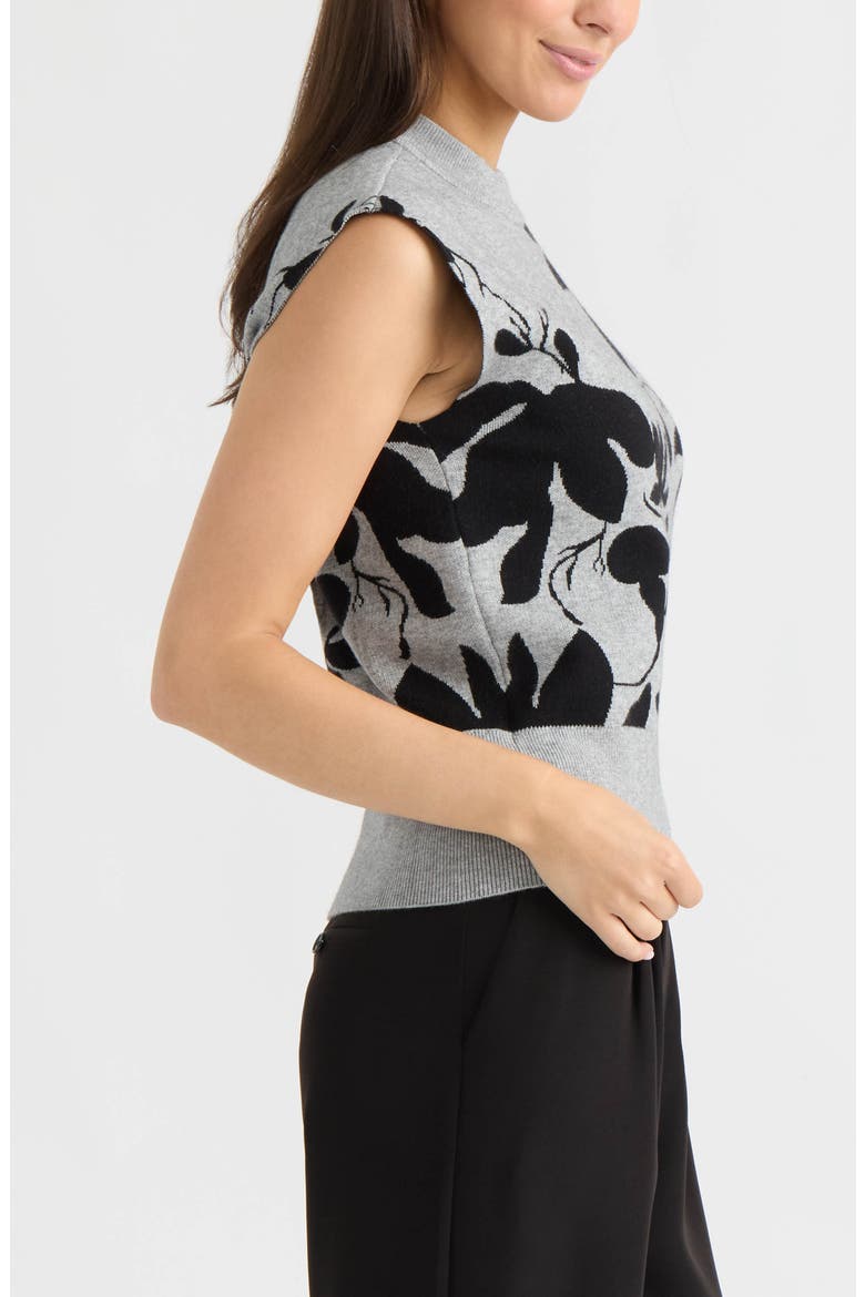 Floral Jacquard Sleeveless Sweater, Alternate, color, LIGHT GREY MIX