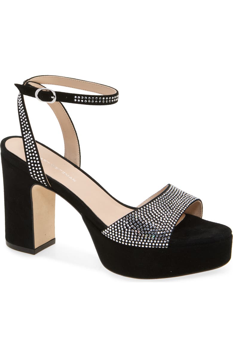 Stuart Weitzman Alaina Crystal Platform Sandal, Main, color, Clear/ Black