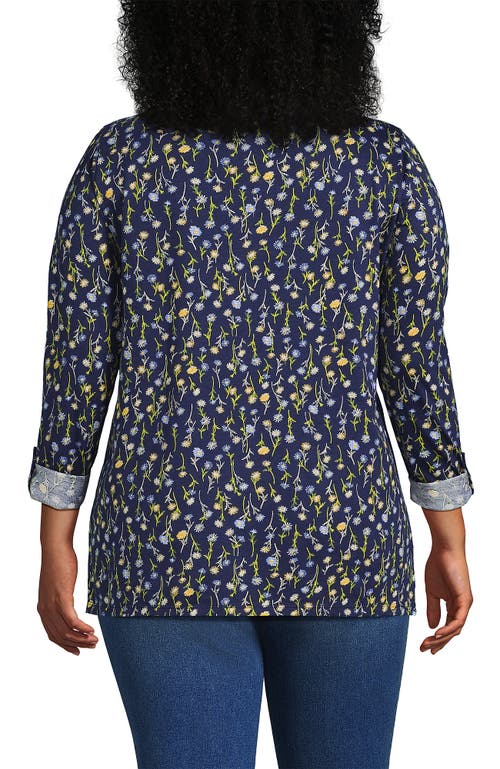 Lands' End Supima Cotton Adjustable 3/4 Sleeve Boatneck Tunic In Blue