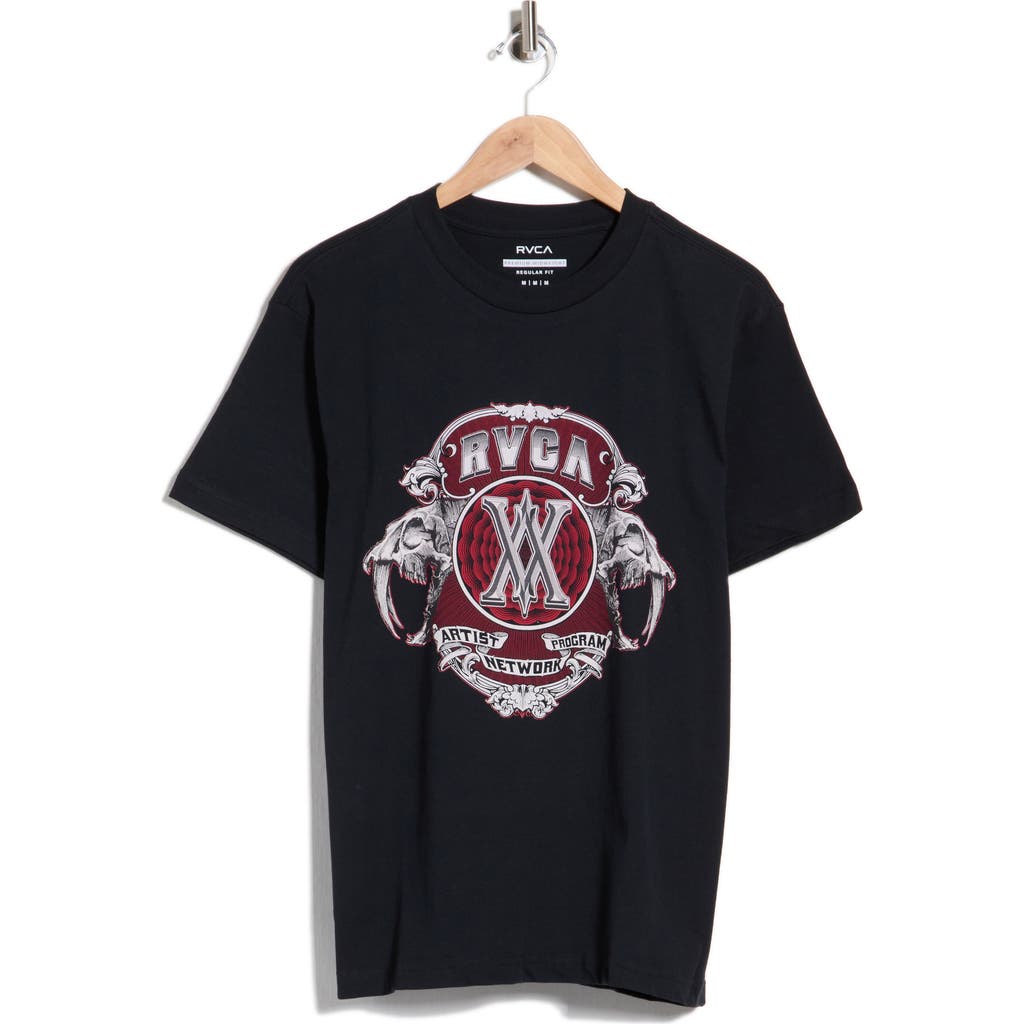 Rvca Saber Cotton Graphic T-shirt In Black