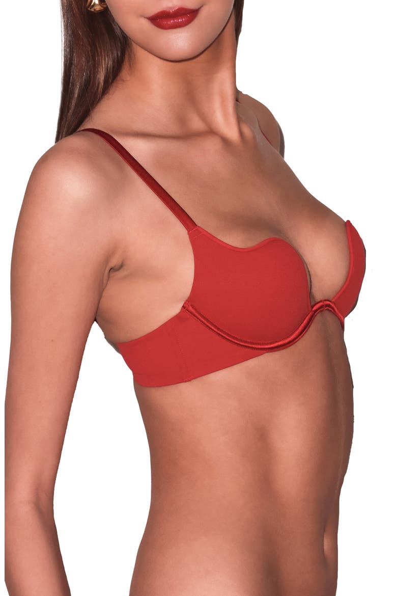 Le Stretch U-Neck Underwire Plunge Bra, Alternate, color, ROUGE