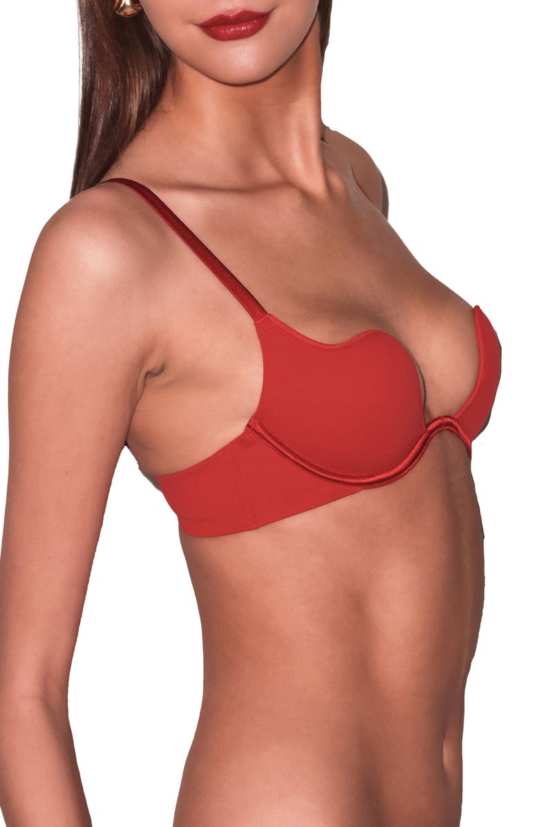 Fleur Du Mal Le Stretch U-Neck Underwire Plunge Bra, Alternate, color, Rouge