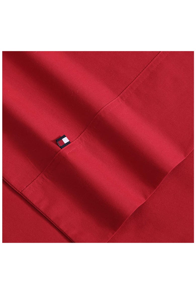 Cotton Percale Sheet Set, Alternate, color, RED