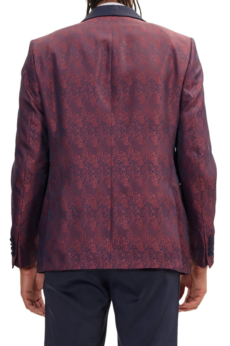 Metallic Paisley Tuxedo Jacket, Alternate, color, BURGUNDY
