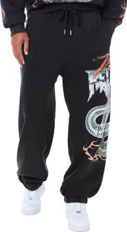 True Religion Snake Crystal Baggy Joggers