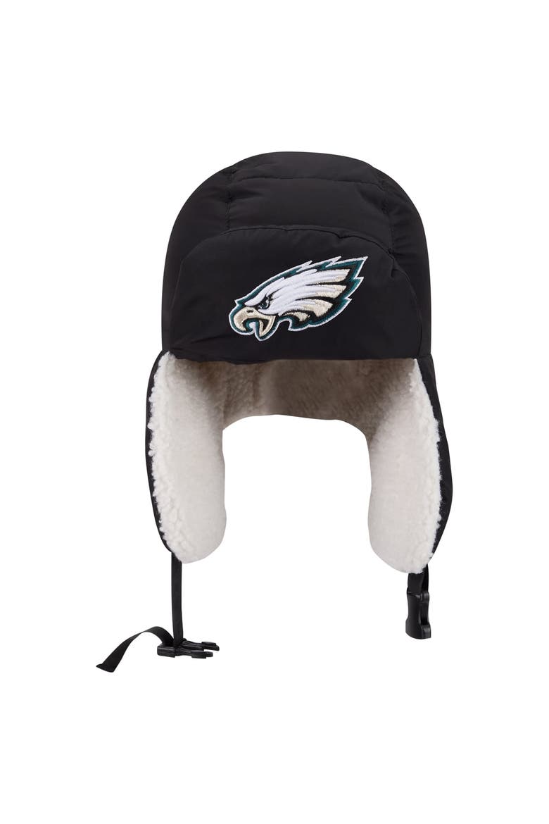 Men's New Era x Alpha Industries  Black Philadelphia Eagles Puffer Quilted Trapper Hat, Alternate, color, Black