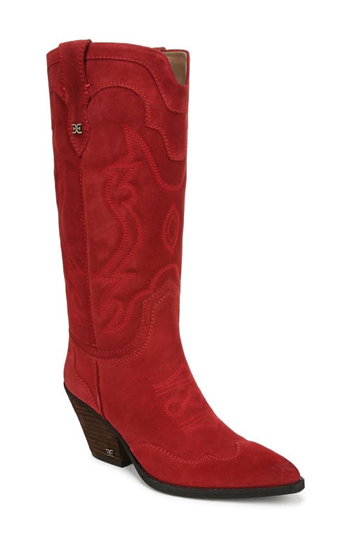 Shop Sam Edelman James Pointed Toe Western Boot In Red Scarlet