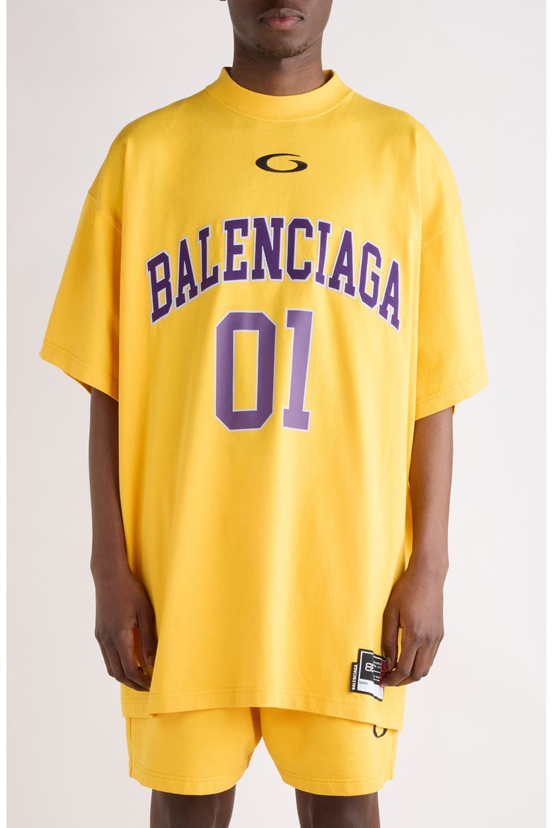 Jersey Oversize Cotton T-Shirt, Main, color, 7090 YELLOW/ DEEP PURPLE