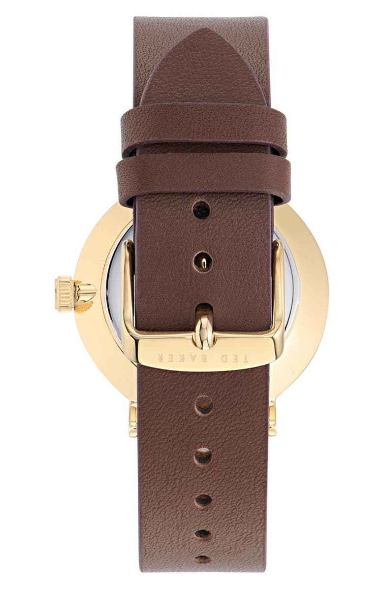 Ted Baker London Recycled Stainless Steel Leather Strap Watch, 41mm, Alternate, color,