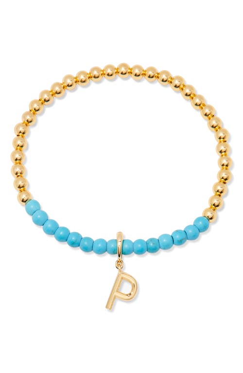 Brook & York Brook And York Bennett Inital Turquoise Beaded Bracelet