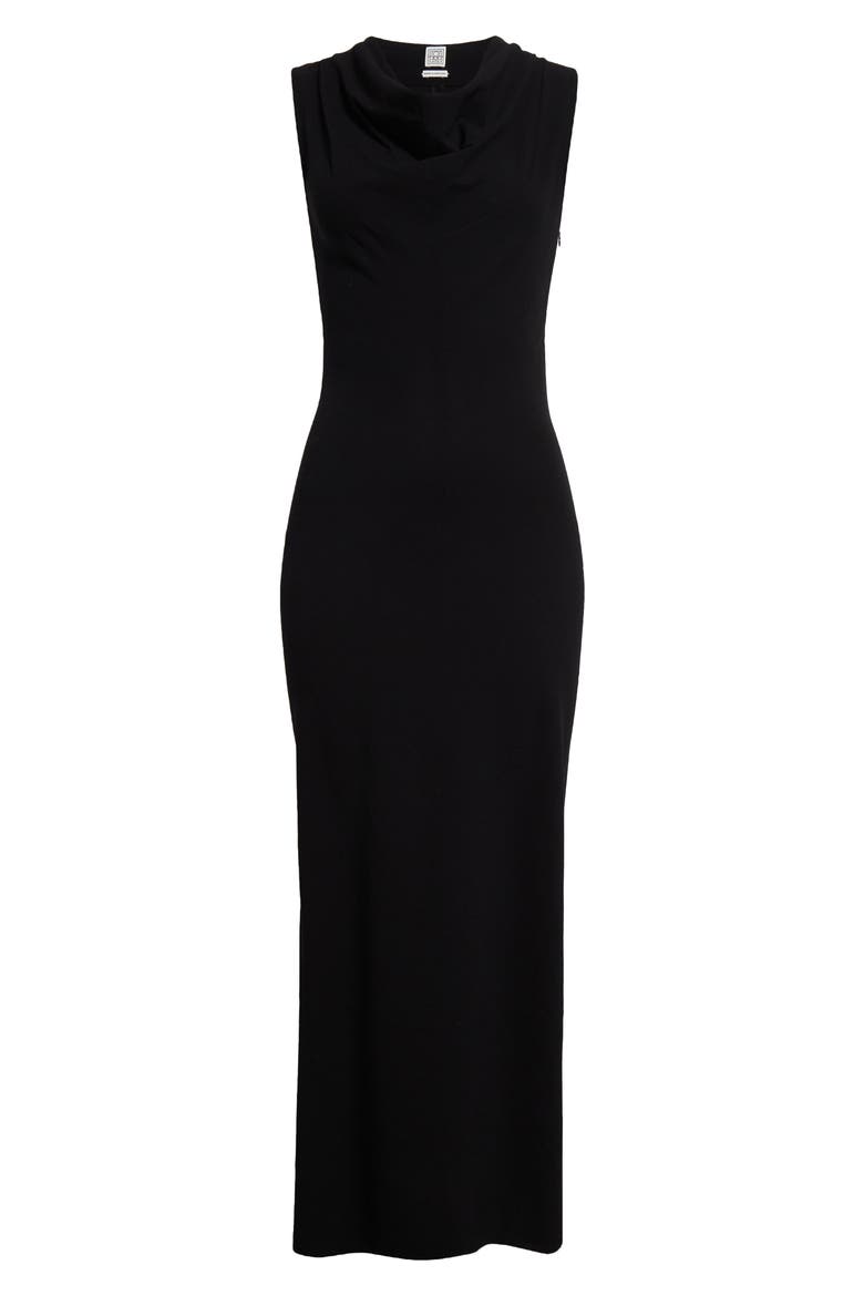 Cowl Neck Stretch Crepe Dress, Alternate, color, BLACK