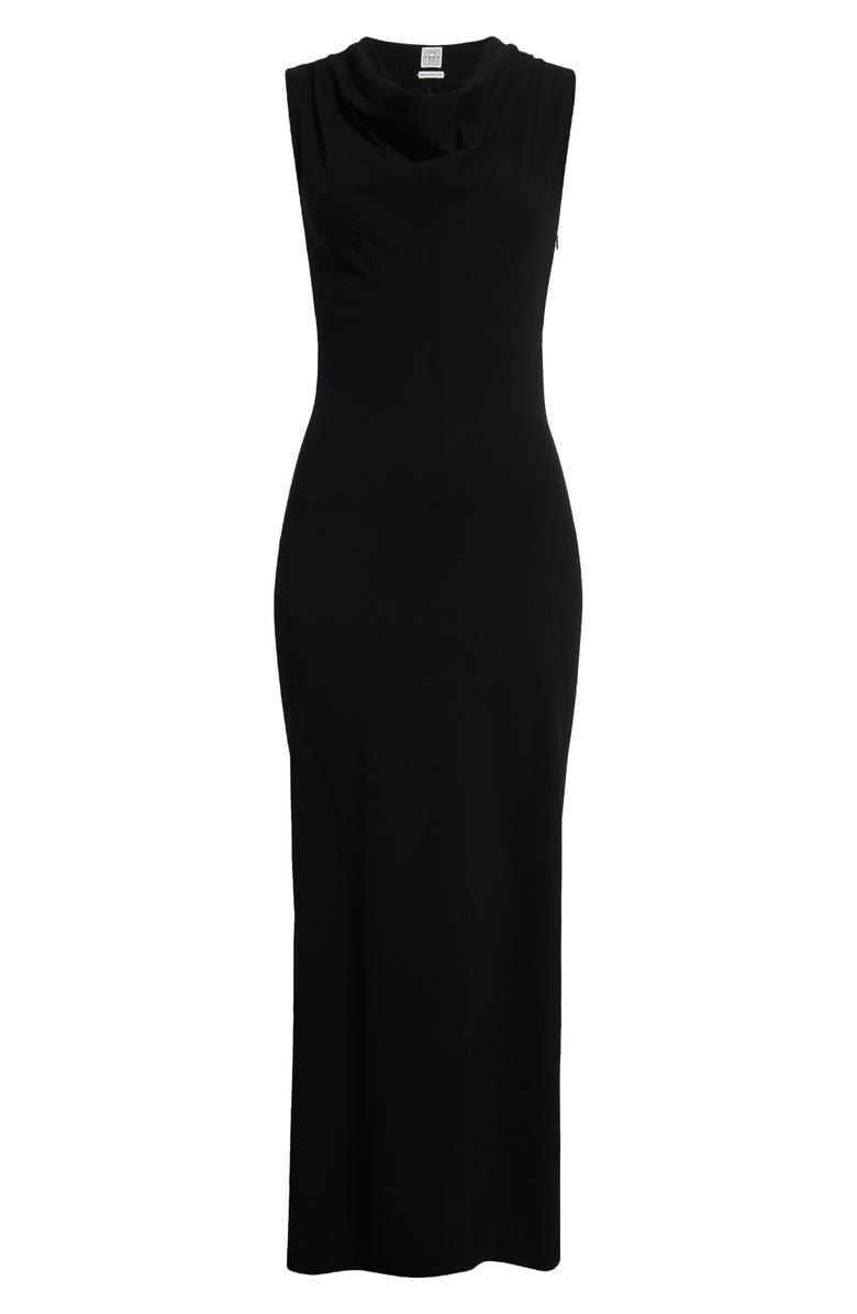 TOTEME Cowl Neck Stretch Crepe Dress, Alternate, color, Black