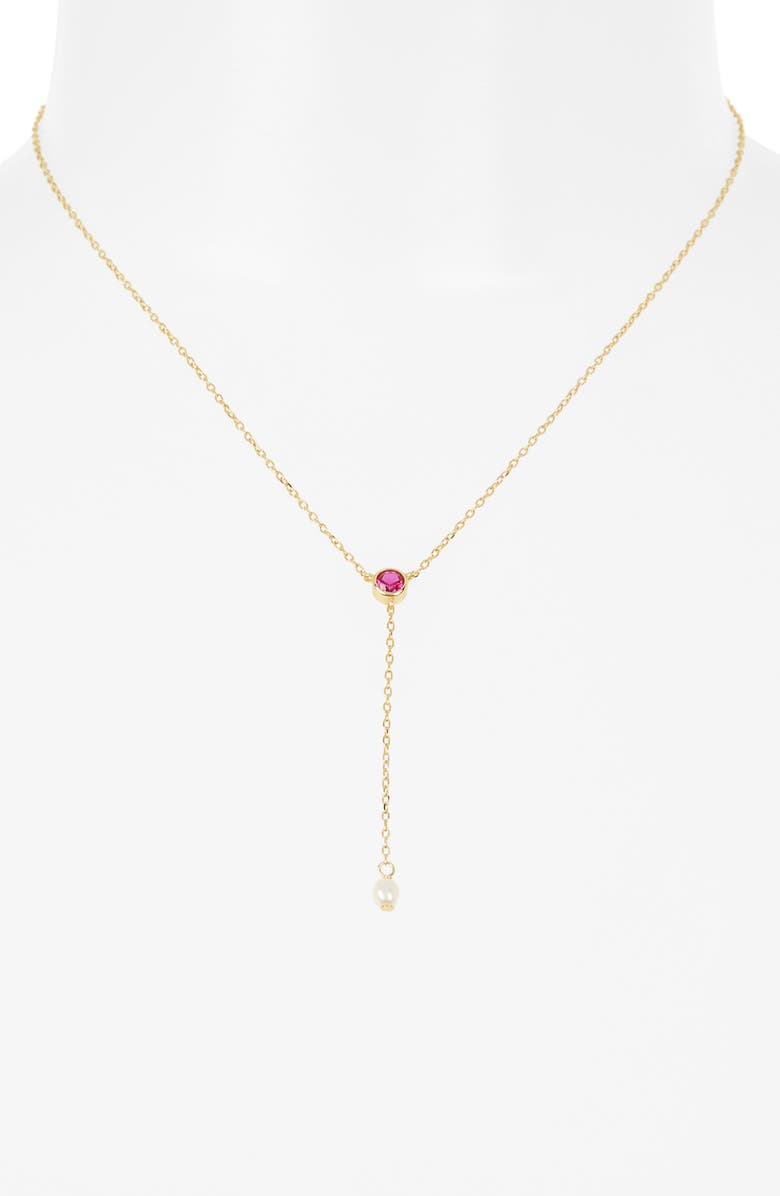 ARGENTO VIVO Red Stone Lariat Necklace, Alternate, color, Gold