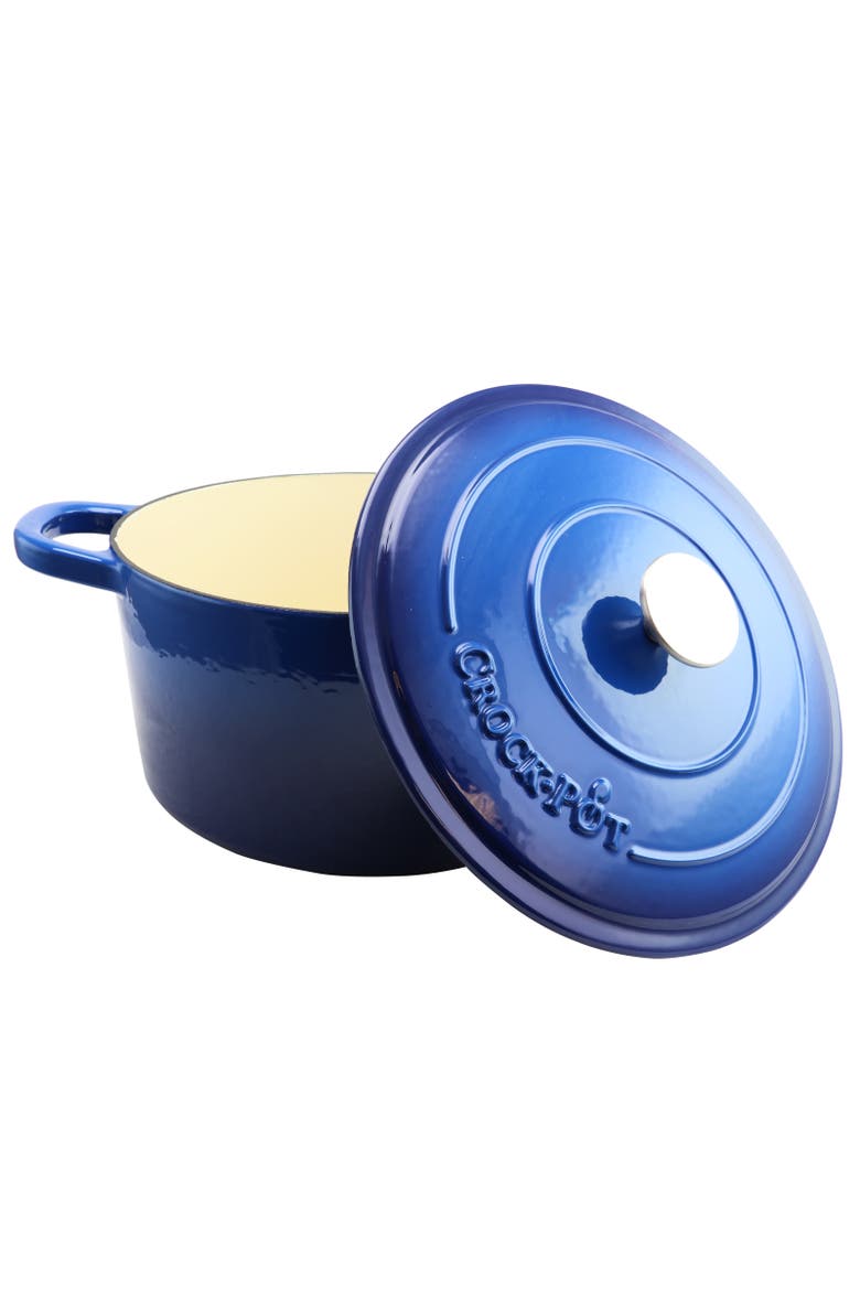 7 Quart Round Cast Iron Dutch Oven, Alternate, color, Blue