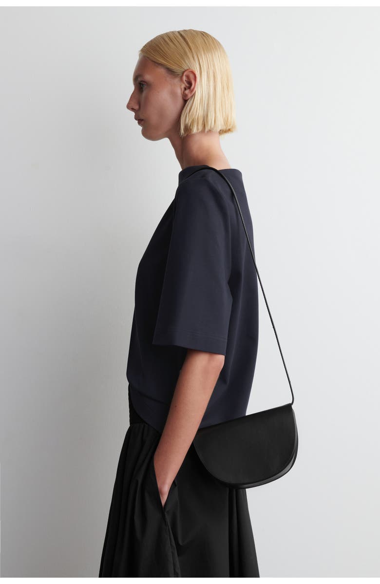COS Curved Crossbody Bag - Leather, Main, color, Black