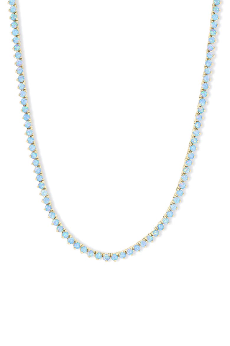 Not Your Basic Lab-Created Opal Tennis Necklace, Main, color, GOLD-BLUE OPAL