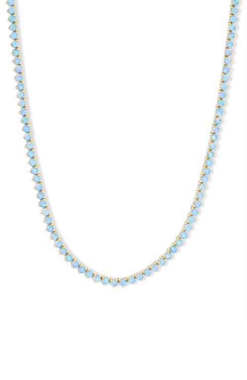 Melinda Maria Not Your Basic Lab-created Opal Tennis Necklace In Goldlue Opal