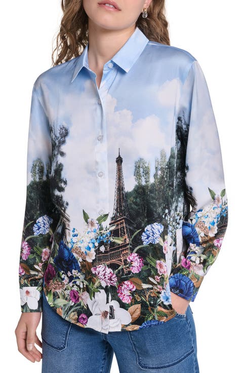 Eiffel Tower Button-Up Top
