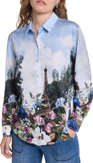 KARL LAGERFELD PARIS Eiffel Tower Button-Up Top