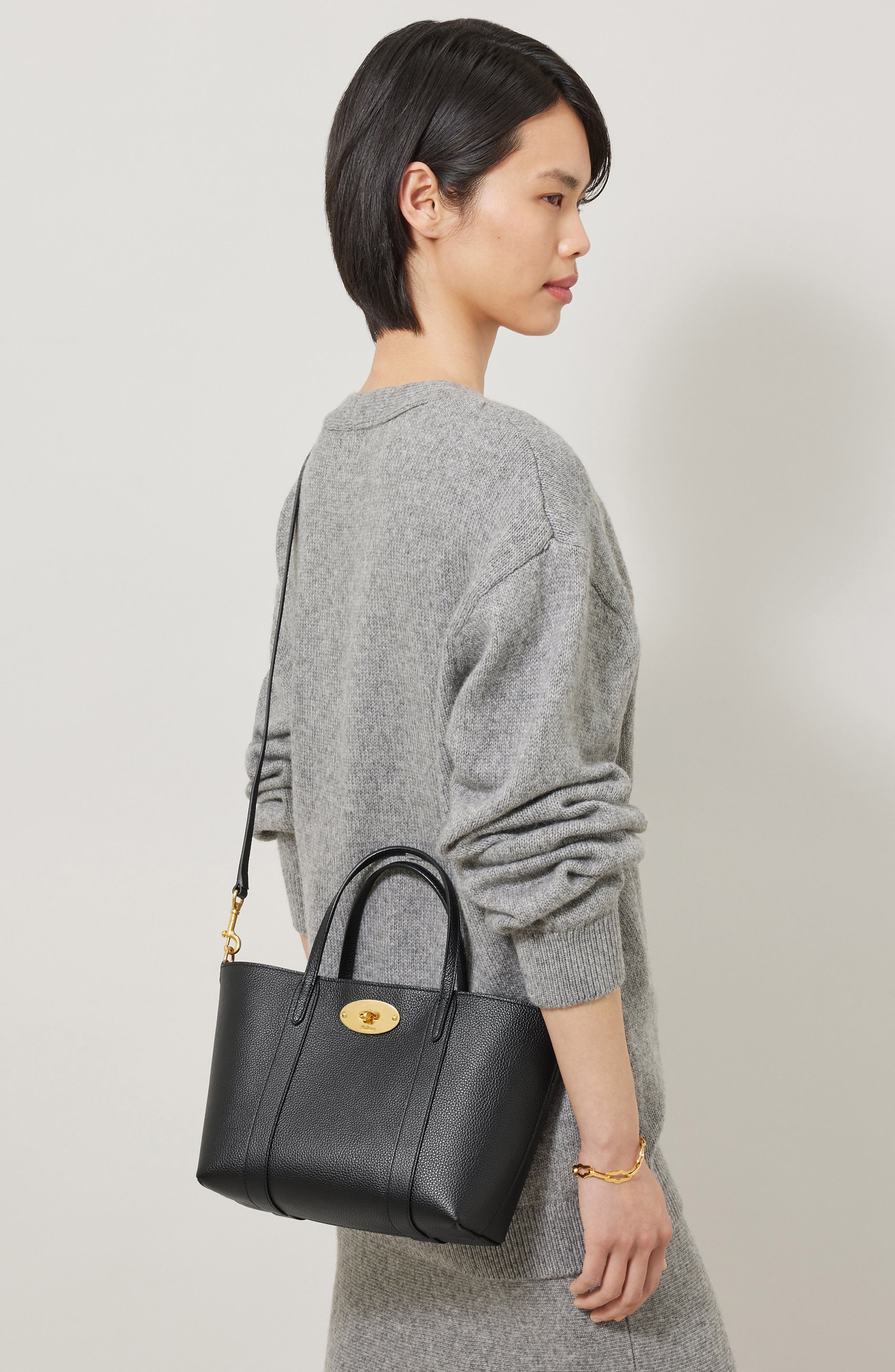 Mulberry Mini Bayswater Leather Tote, Alternate, color, Black