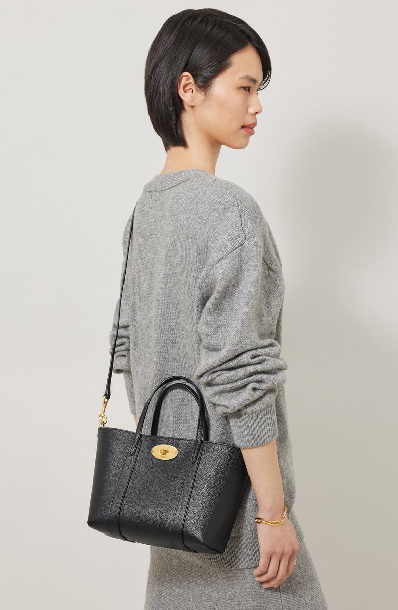 Mulberry Mini Bayswater Leather Tote, Alternate, color, Black