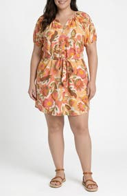 Liverpool Los Angeles Floral Print Tie Waist Dress