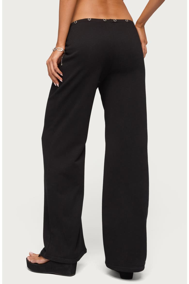 Grommet Drawstring Low Rise Straight Leg Pants, Alternate, color, BLACK