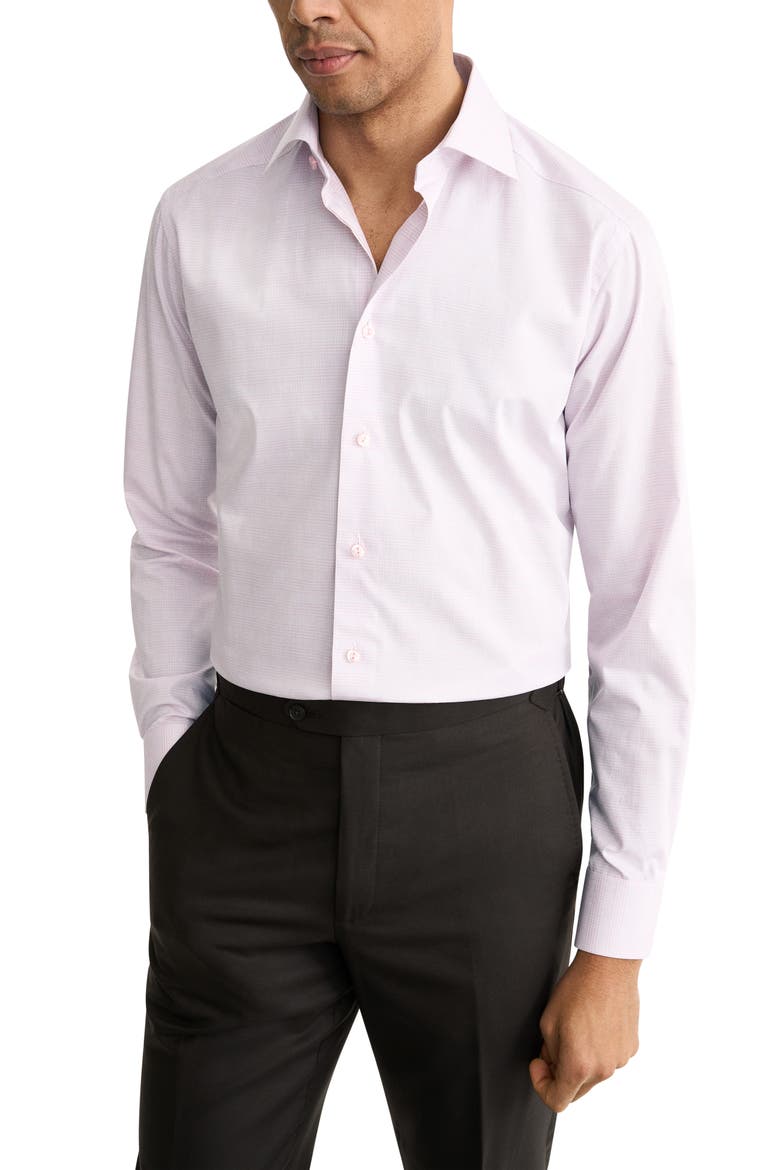 Slim Fit Prince of Wales Check Dress Shirt, Main, color, MEDIUM PINK