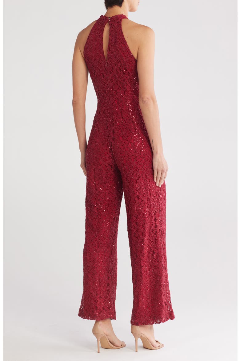 Halter Twist Neck Jumpsuit, Alternate, color, CRIMSON