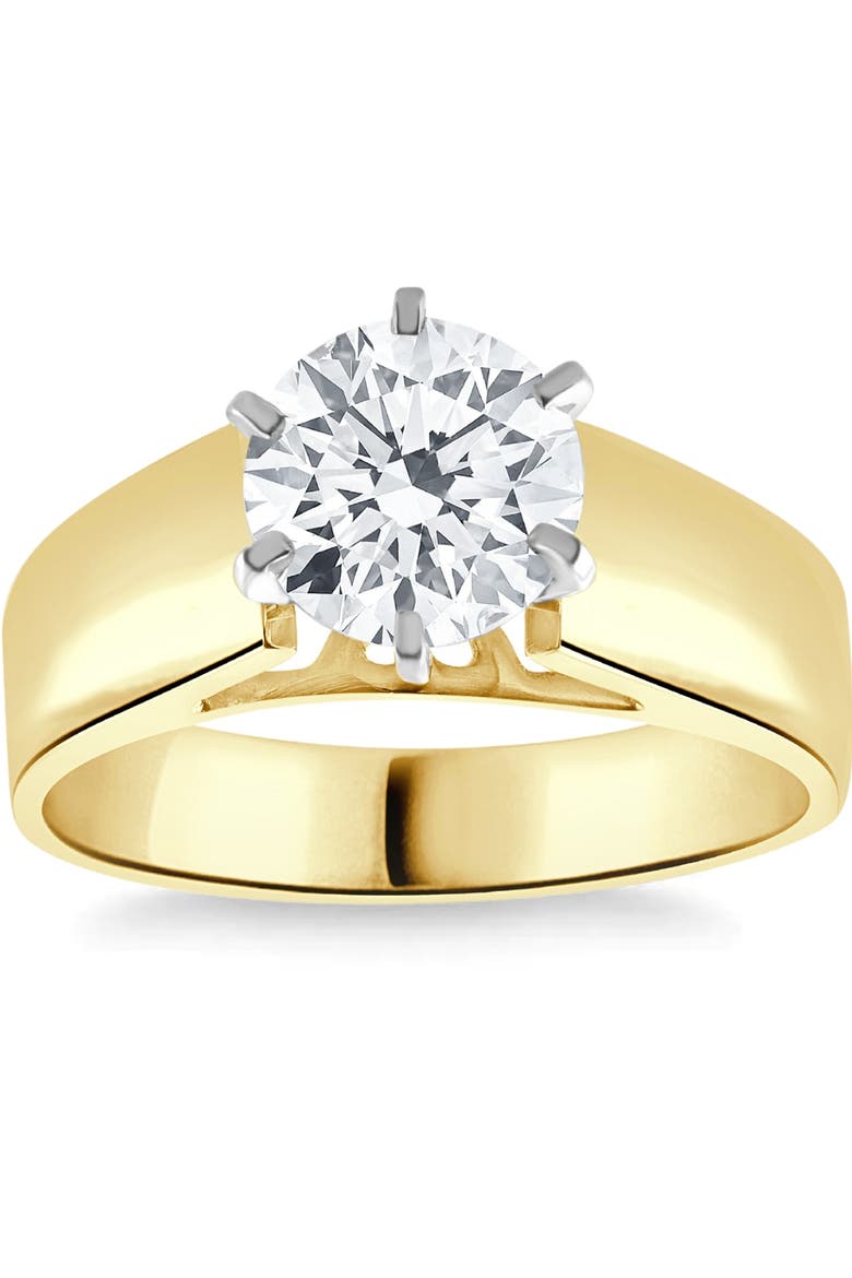 2Ct Round Moissanite Solitaire Engagement Ring Gold, Main, color, 10k Yellow Gold