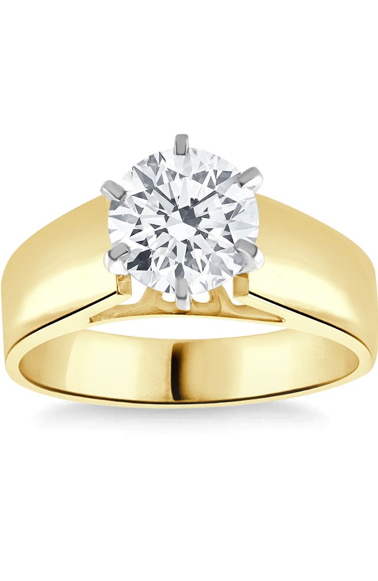 Bliss Diamond 2Ct Round Moissanite Solitaire Engagement Ring Gold, Main, color, 10K Yellow Gold